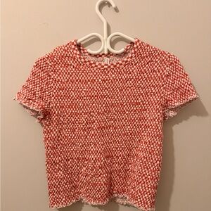 Orange and White Textured Women's Top